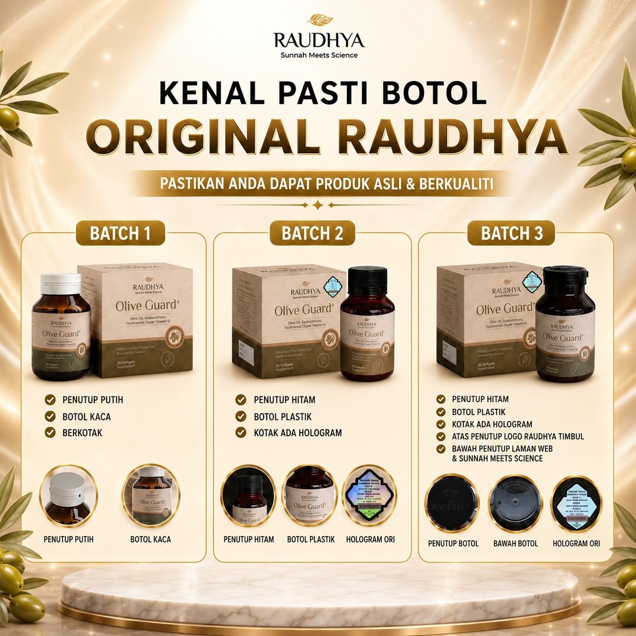 Kenal pasti botol original Raudhya mengikut batch